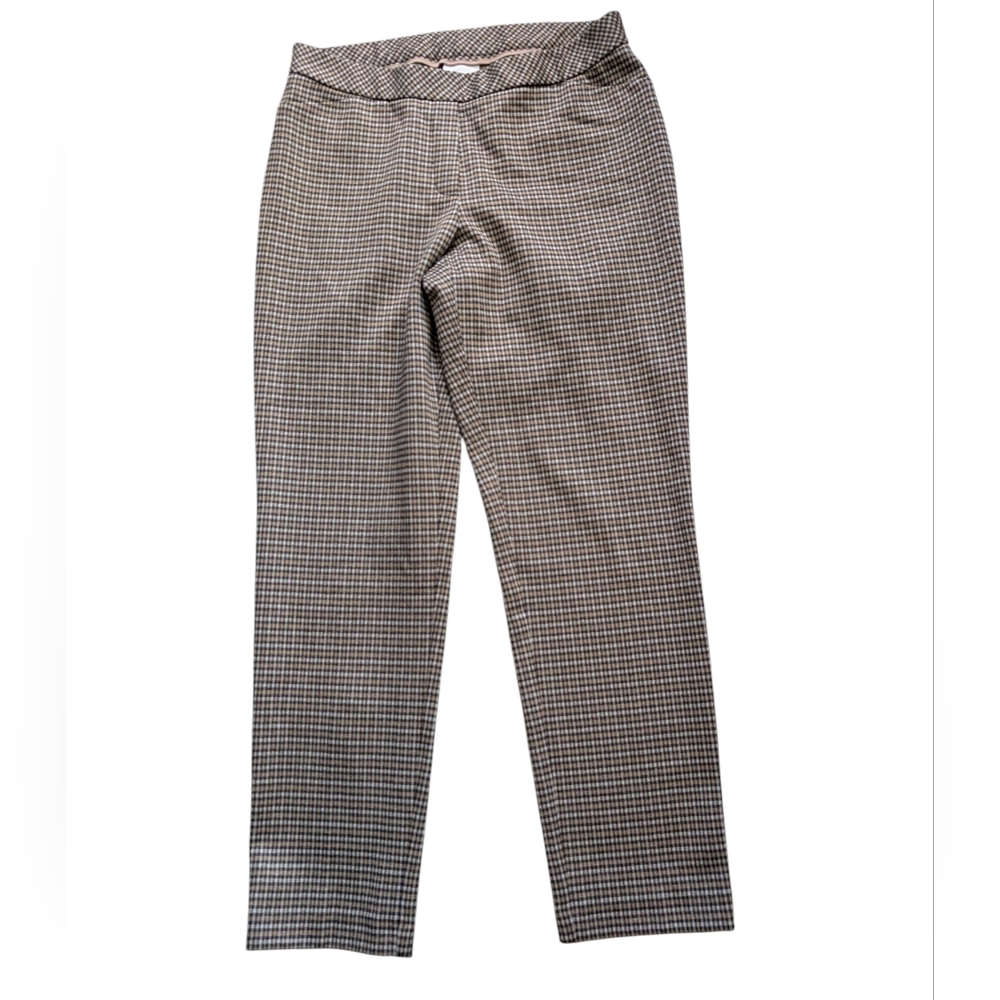 J. Jill Ponte Women's Black and Tan Checkered Slim Leg Pants NWT Size Medium - Picture 3 of 6
